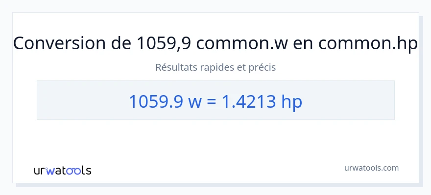 Conversion 1059.9 watts vers chevaux-vapeur