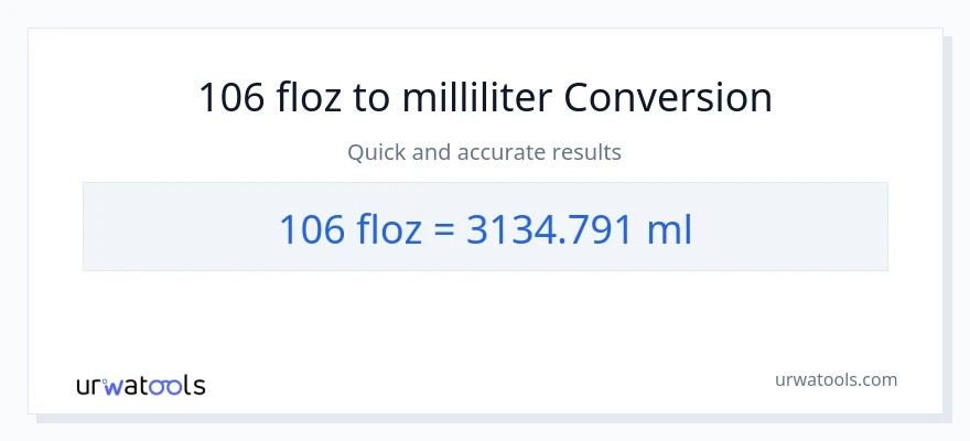 106 flydende ounces til milliliter konvertering