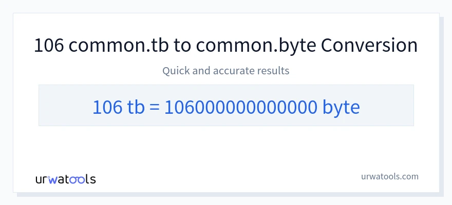 106 Terabytes 到 Bytes 轉換