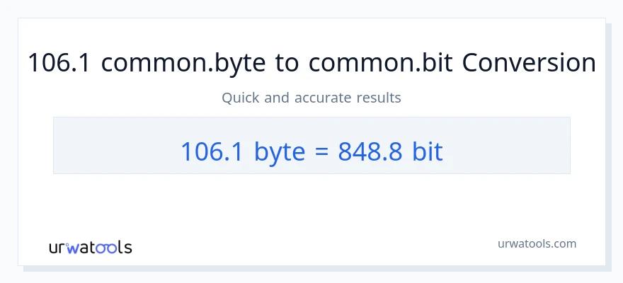 التحويل من 106.1 Bytes إلى Bits