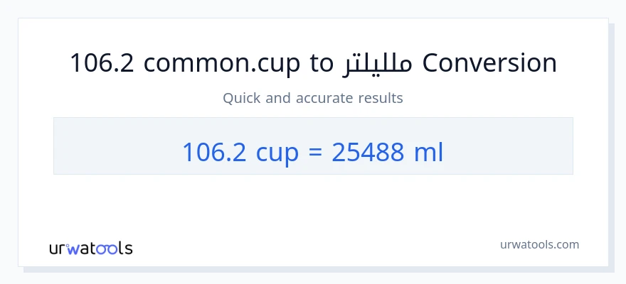 التحويل من 106.2 أكواب إلى ملليلتر
