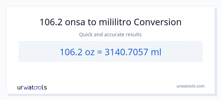106.2 Mga onsa patungong mga mililitro na conversion