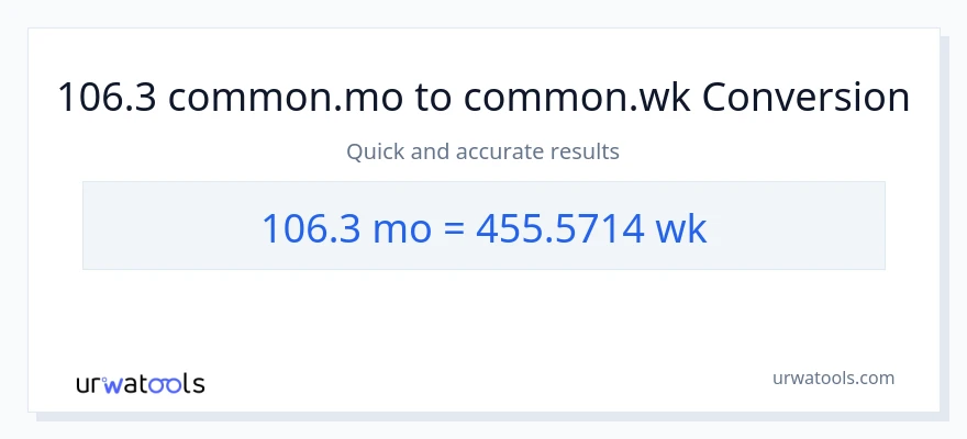 106.3 Mga Buwan patungong Mga Linggo na conversion