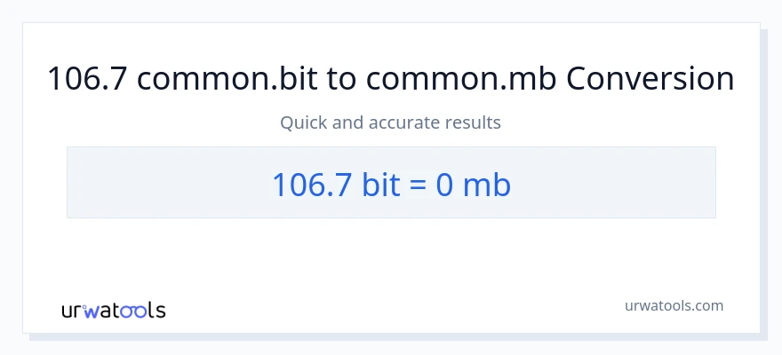 106.7 Bits patungong Megabytes na conversion
