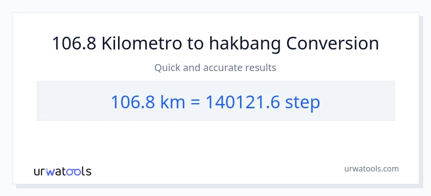 106.8 Kilometro patungong mga hakbang na conversion