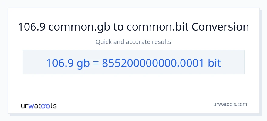 106.9 Gigabytes patungong Bits na conversion