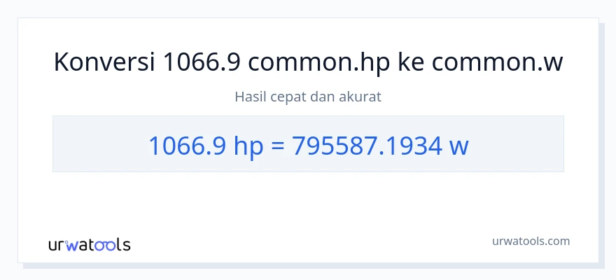 Konversi 1066.9 daya kuda ke watt