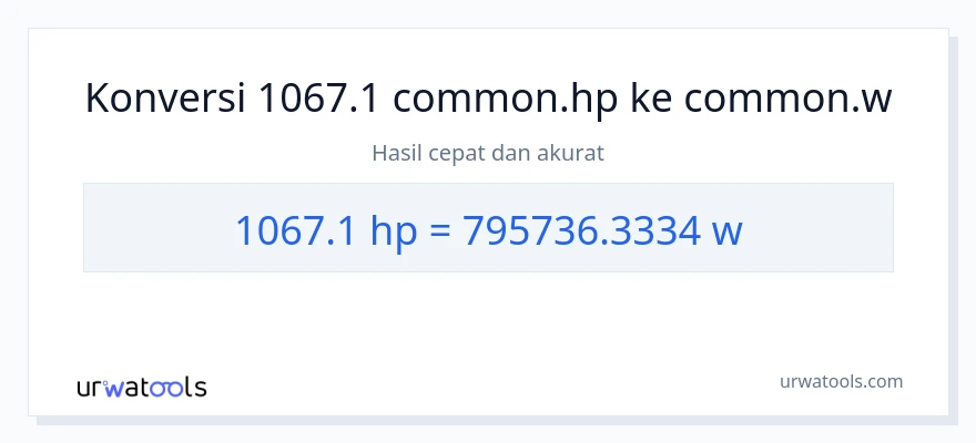 Konversi 1067.1 daya kuda ke watt