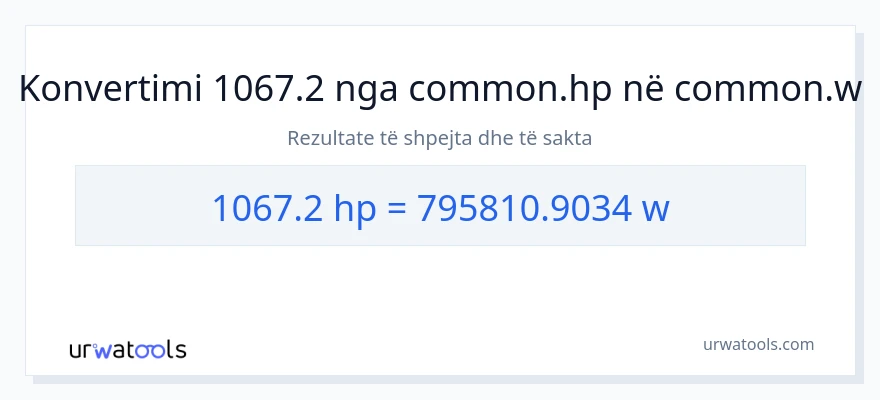 Konvertimi 1067.2 kuajfuqi në vat