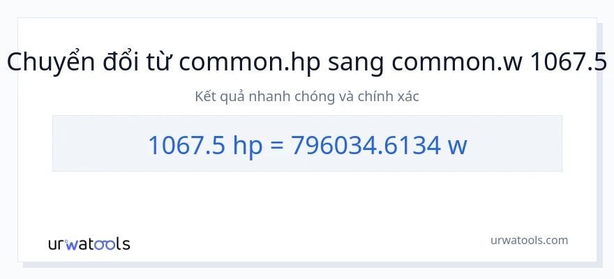 Chuyển đổi 1067.5 mã lực sang watt
