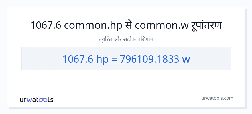 1067.6 घोड़े की शक्ति से वाट रूपांतरण