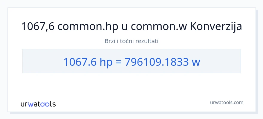 Konverzija od konjske snage do vati: 1067.6