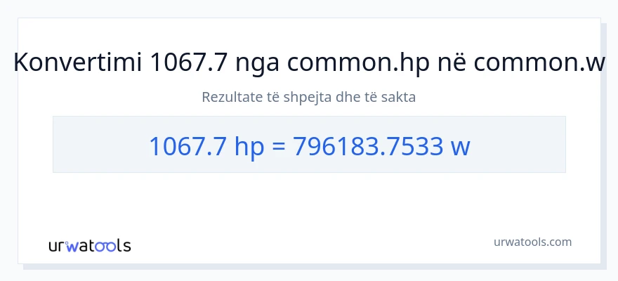 Konvertimi 1067.7 kuajfuqi në vat