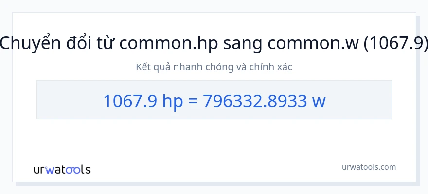 Chuyển đổi 1067.9 mã lực sang watt
