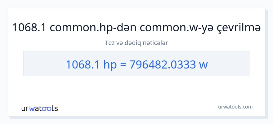 1068.1 at gücü-dən vatt-ə çevrilmə