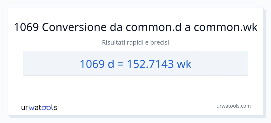 Conversione da 1069 Giorni a settimane
