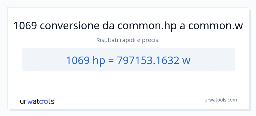 Conversione da 1069 potenza a watt