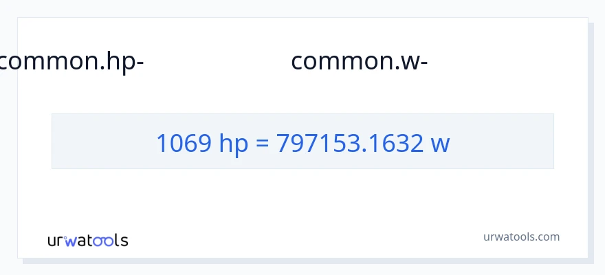 1069 കുതിരശക്തി ൽ നിന്ന് വാട്ട്സ് ലേക്ക് പരിവർത്തനം