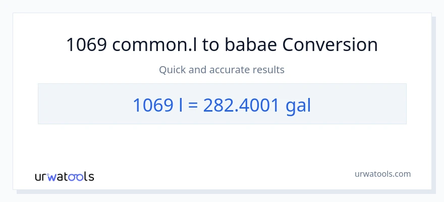 1069 Liters patungong Mga galon na conversion