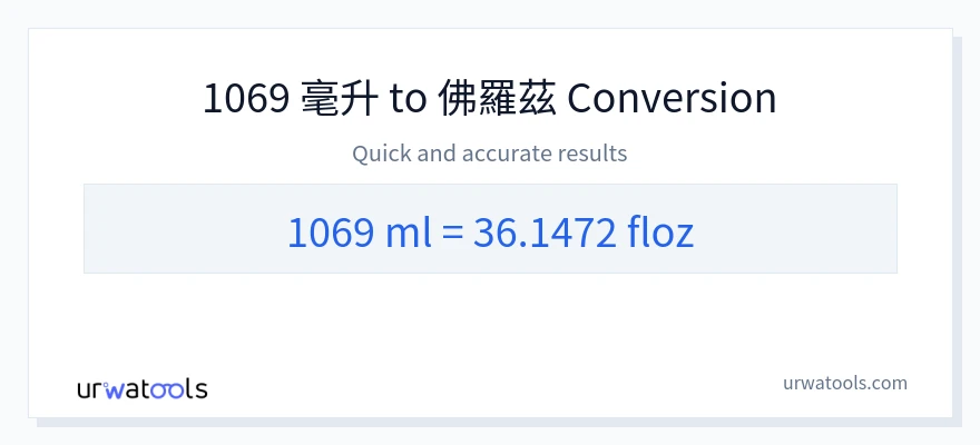 1069 毫升 到 液體盎司 轉換