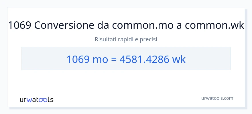 Conversione da 1069 mesi a settimane
