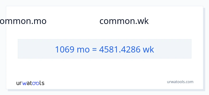 1069 മാസങ്ങൾ ൽ നിന്ന് ആഴ്ചകൾ ലേക്ക് പരിവർത്തനം