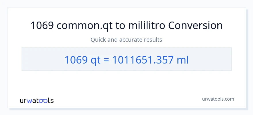 1069 Quarts patungong mga mililitro na conversion