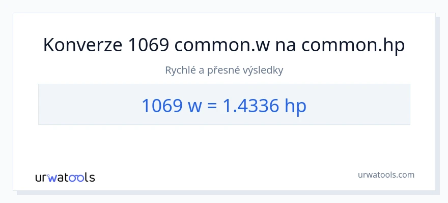 Konverze z watty na koňská síla: 1069