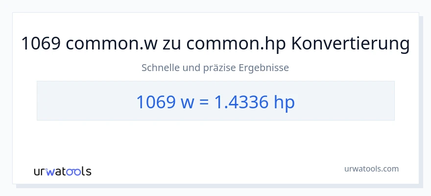 1069 Watt zu PS Umwandlung