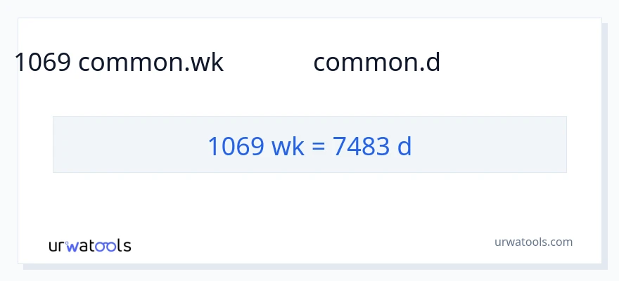 1069 వారాలు నుండి రోజులు కు మార్పిడి