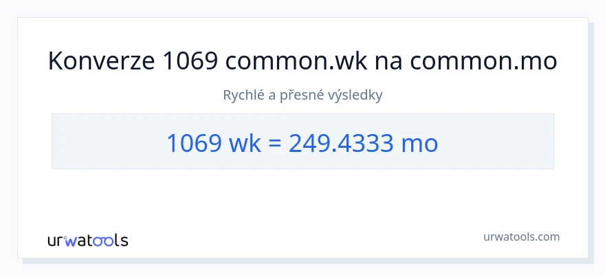 Konverze z týdny na měsíce: 1069