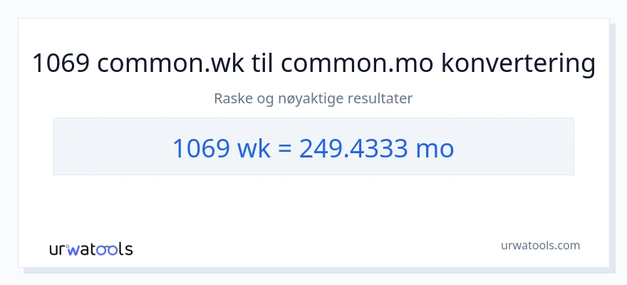 1069 uker til måneder konvertering