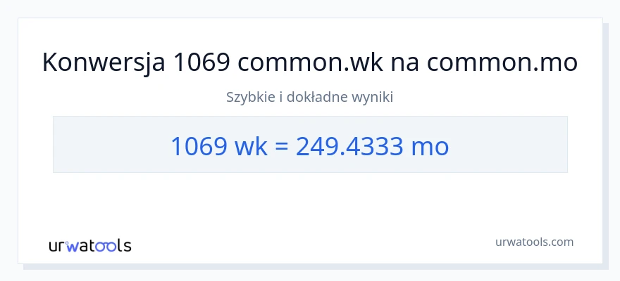 Konwersja 1069 tygodnie do miesiące