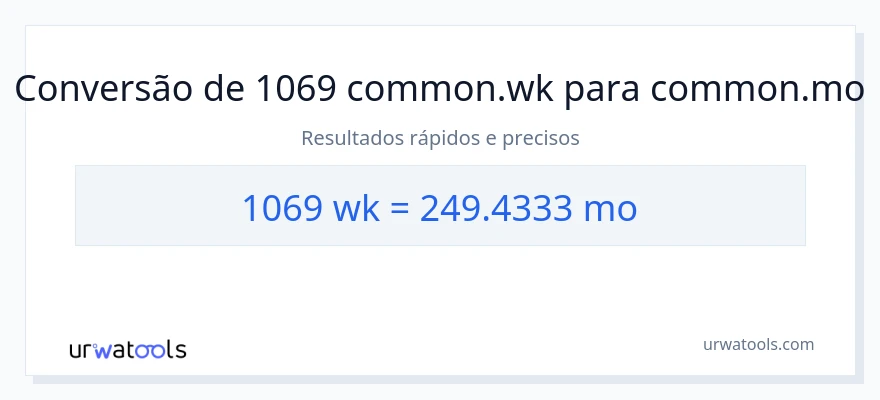 Conversão de 1069 semanas para meses