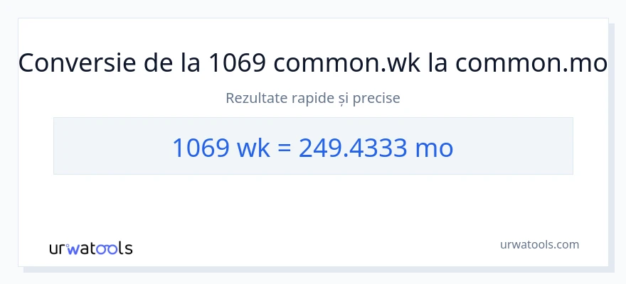 Conversie 1069 săptămâni la luni