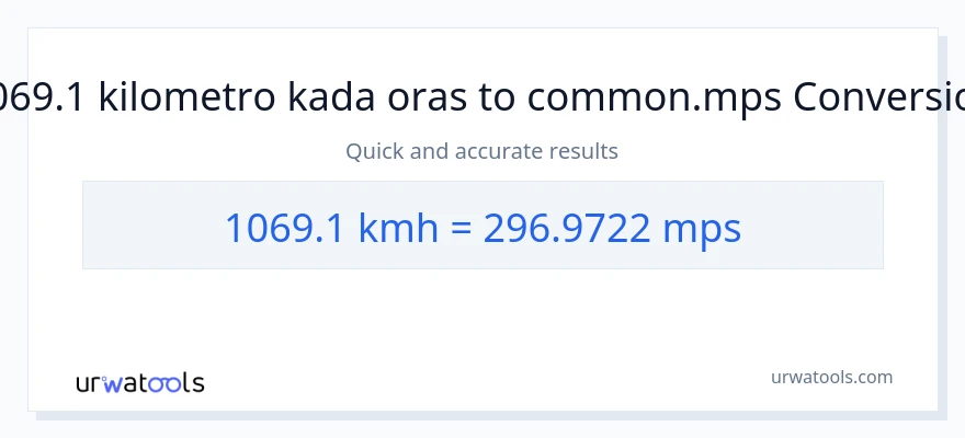 1069.1 kilometro kada oras patungong Meters Per Second na conversion