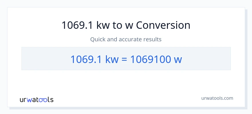 1069.1 kilowatts patungong watts na conversion