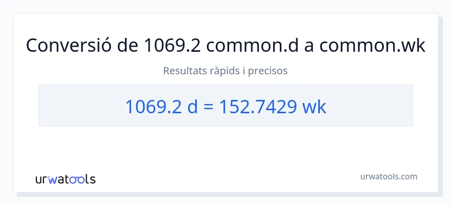 Conversió de 1069.2 Dies a setmanes