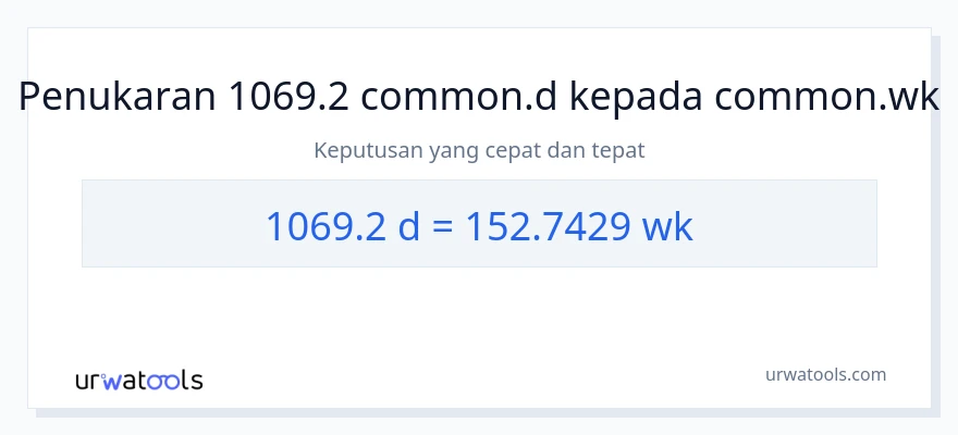 1069.2 Days to Weeks conversion