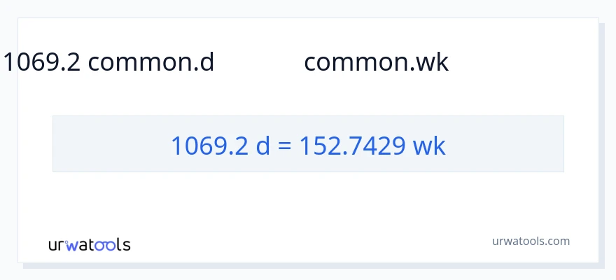 1069.2 రోజులు నుండి వారాలు కు మార్పిడి
