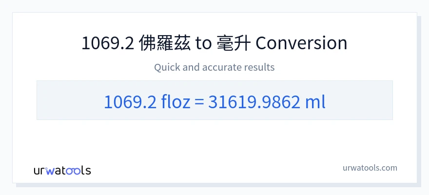 1069.2 液體盎司 到 毫升 轉換