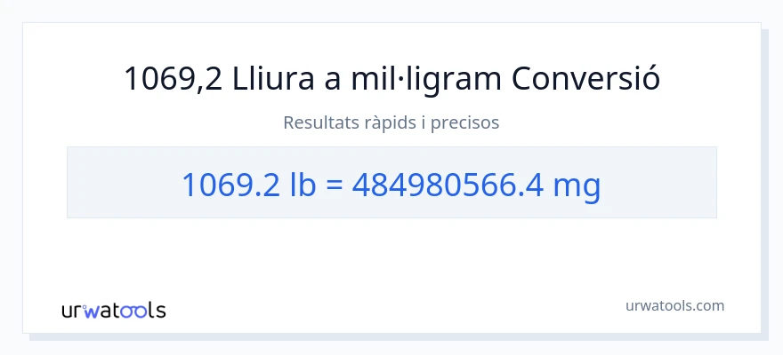 Conversió de 1069.2 lliures a mil·ligrams