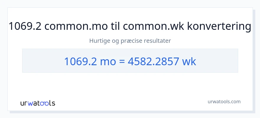 1069.2 måneder til uger konvertering