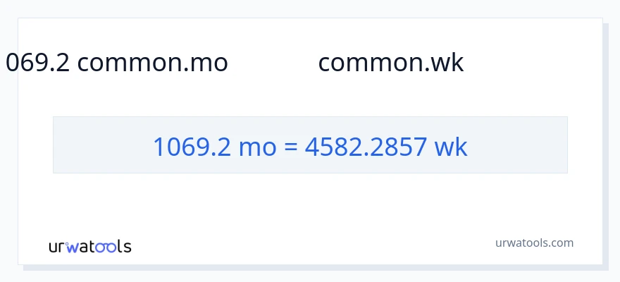 1069.2 నెలలు నుండి వారాలు కు మార్పిడి