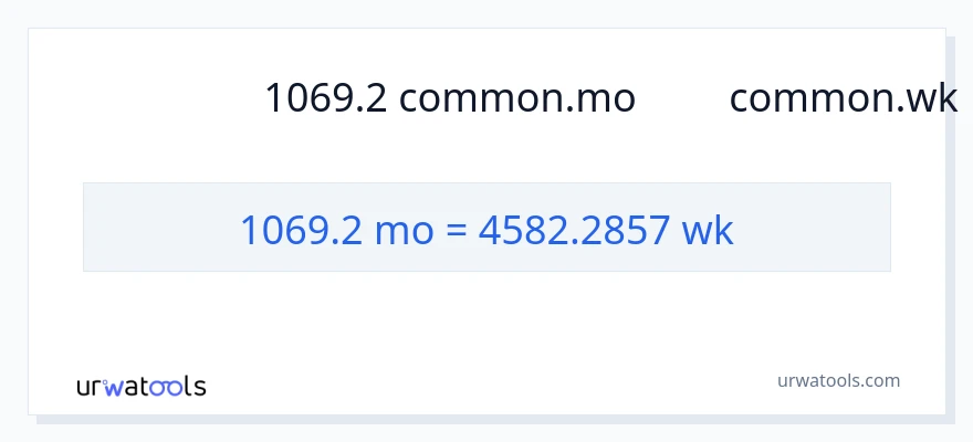 การแปลง 1069.2 หลายเดือน เป็น สัปดาห์