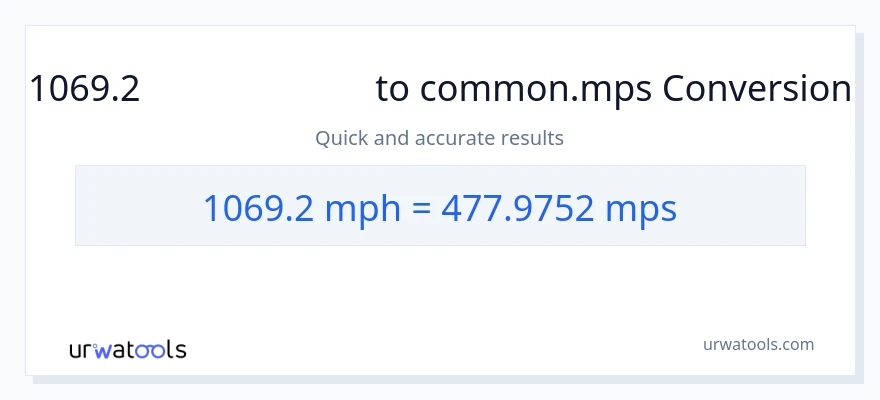 การแปลง 1069.2 ไมล์ต่อชั่วโมง เป็น Meters Per Second