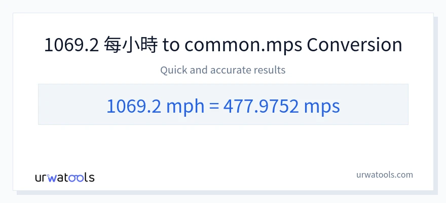 1069.2 英里/小時 到 Meters Per Second 轉換