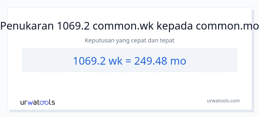 1069.2 Weeks to Months conversion