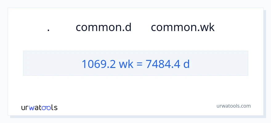 تبدیل 1069.2 هفته‌ها به روزها
