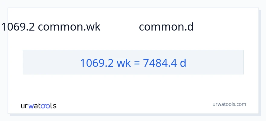 1069.2 వారాలు నుండి రోజులు కు మార్పిడి